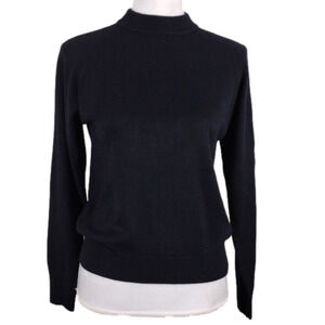Andrea Classics Black Acrylic Crew Neck Long Sleeve Lightweight Pullover Sweater